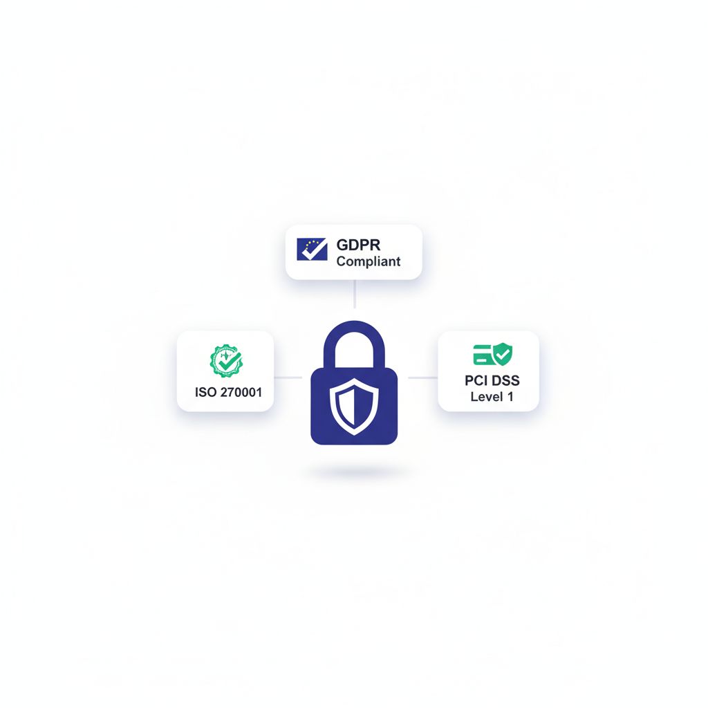 Hotel data privacy compliance checklist showing GDPR and PCI-DSS requirements